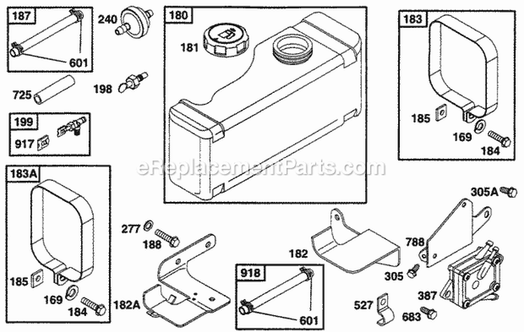 Fuel Tank Grp Diagram and Parts List for 256702-0100-01  Briggs and Stratton Engine